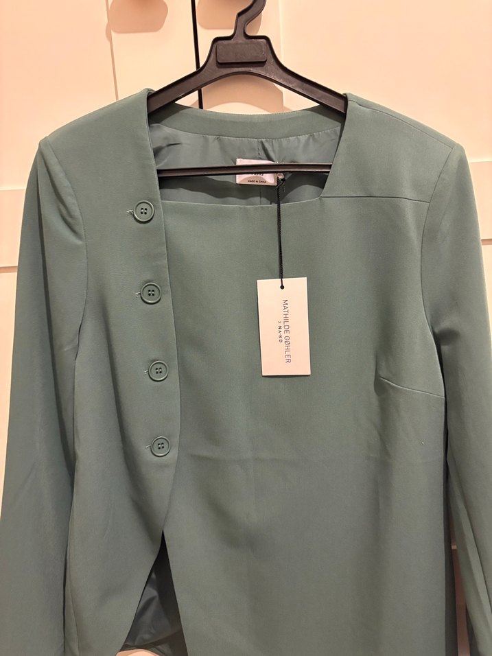 NAKD Düğmeli Defne Yeşili Kadın Midi Blazer - Görsel 4