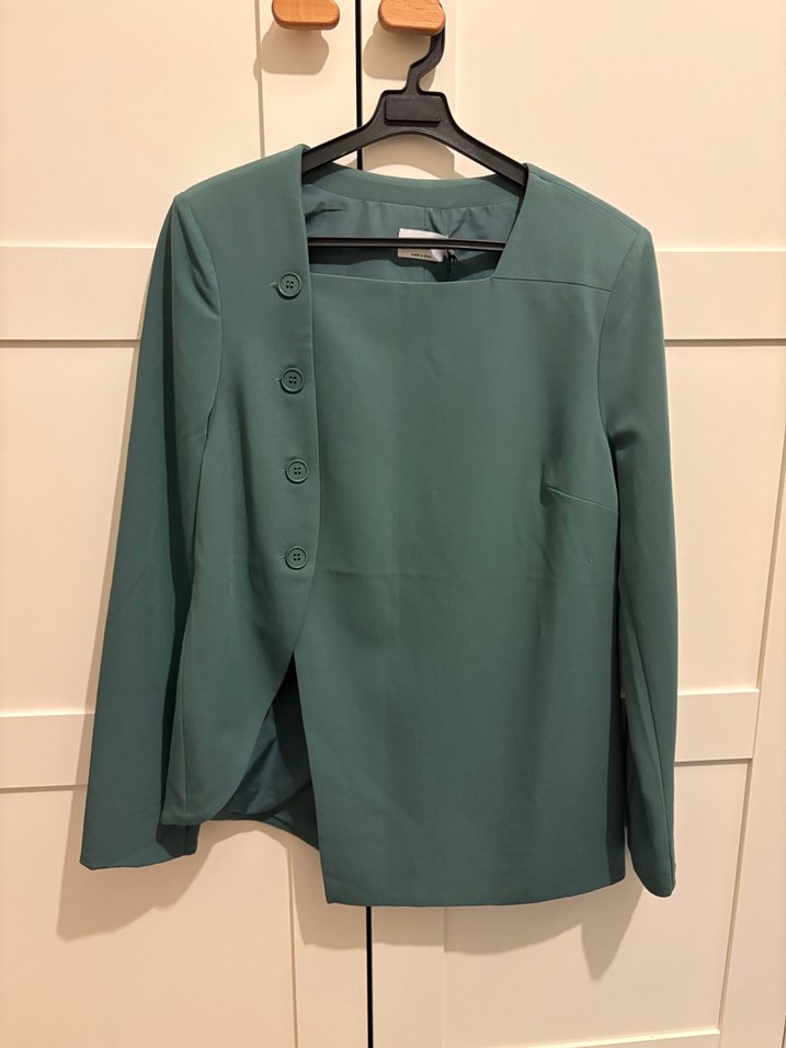 NAKD Düğmeli Defne Yeşili Kadın Midi Blazer - Görsel 3