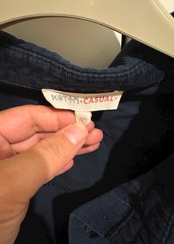 Koton Lacivert Kadife Gömlek - Görsel 2