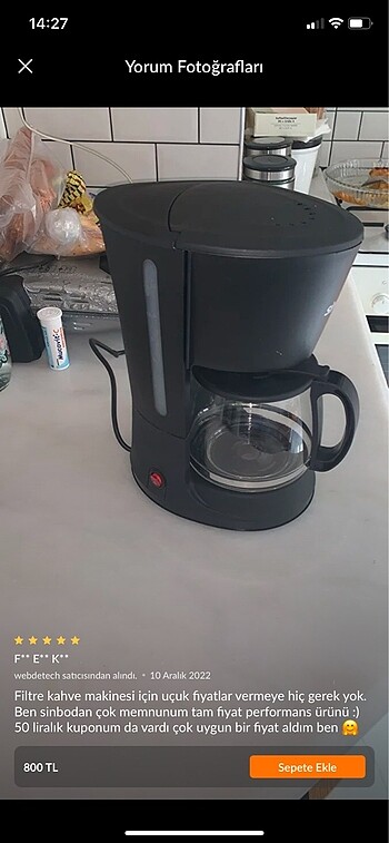 Filtre kahve makinası