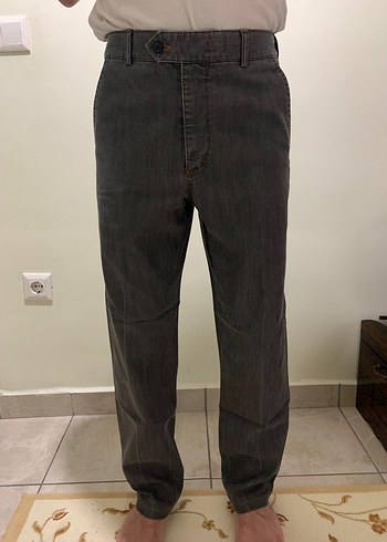 Gri Erkek Denim Pantolon, Kemerli, Normal Boy