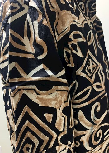 Desenli Kahverengi Bohem Gömlek - Görsel 5