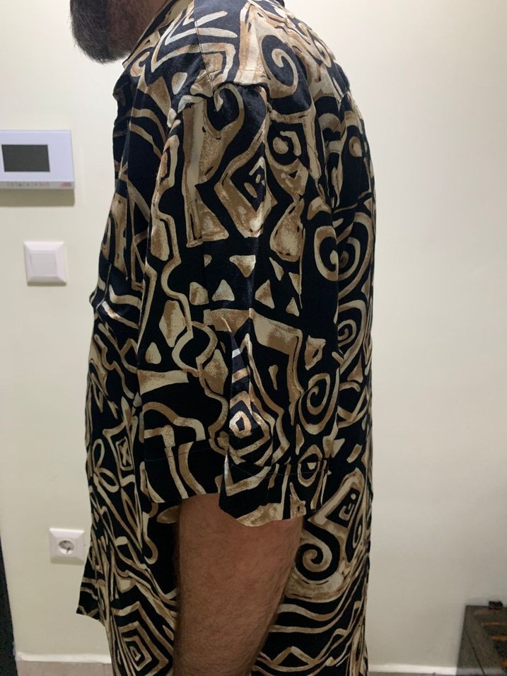 Desenli Kahverengi Bohem Gömlek - Görsel 3