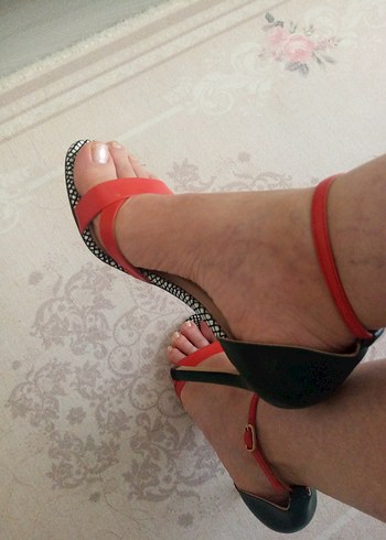 Minimalist Çok Renkli Yılan Desenli Stiletto - Görsel 10