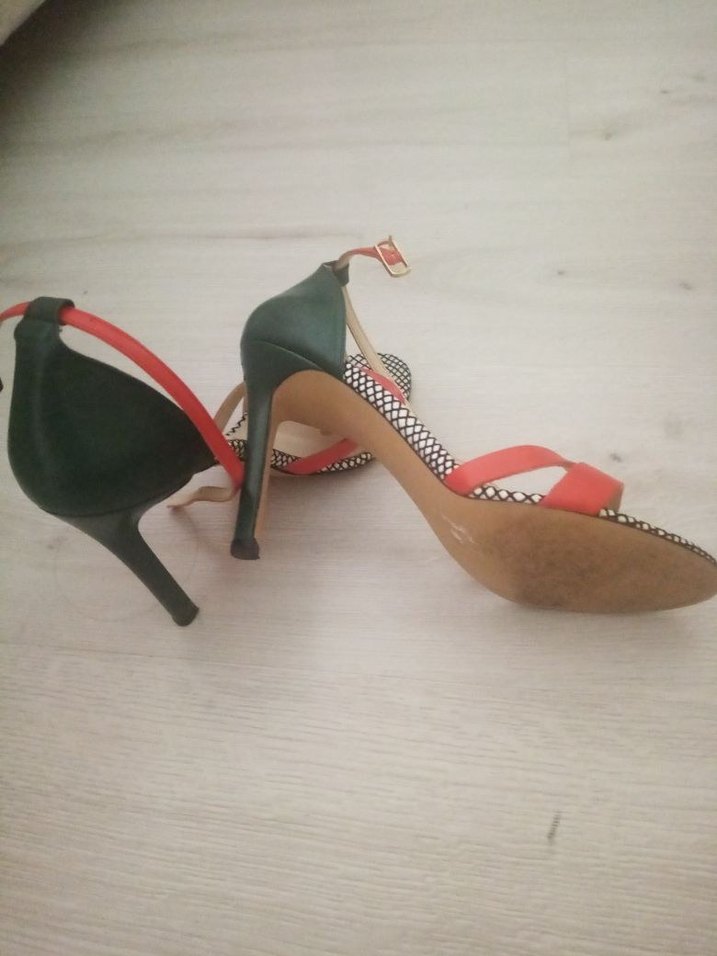 Minimalist Çok Renkli Yılan Desenli Stiletto - Görsel 5