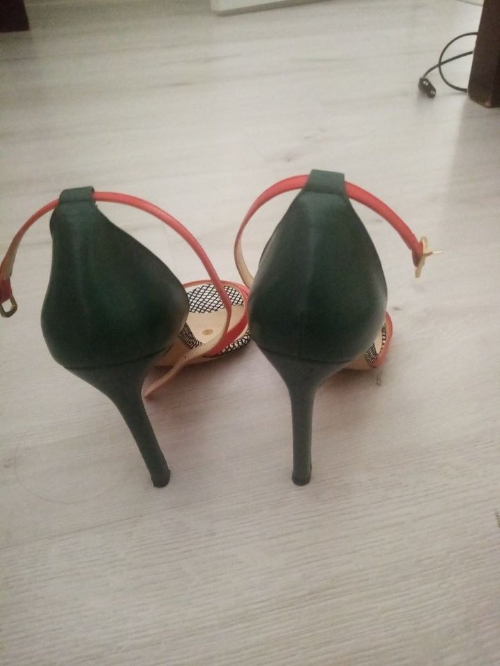 Minimalist Çok Renkli Yılan Desenli Stiletto - Görsel 4