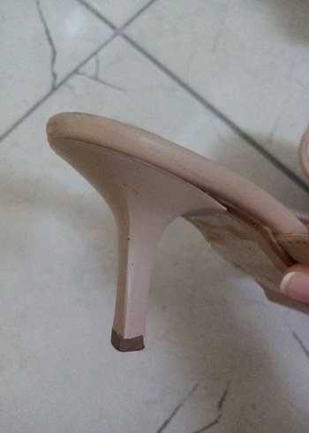 Bej Süet Stiletto Topuklu Minimalist Sandalet - Görsel 5