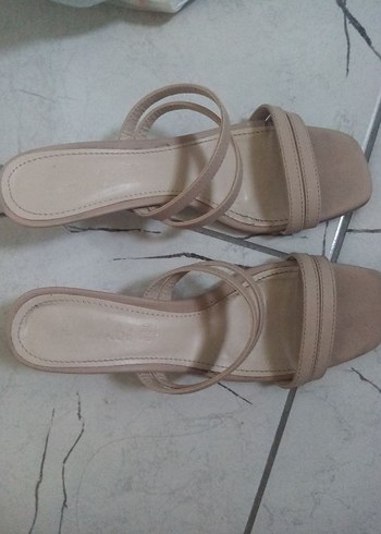 Bej Süet Stiletto Topuklu Minimalist Sandalet - Görsel 6