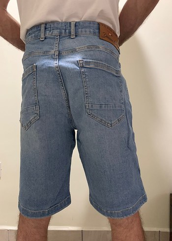 Düğmeli Mavi Erkek Denim Midi Şort - Görsel 6