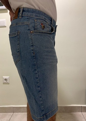 Düğmeli Mavi Erkek Denim Midi Şort - Görsel 5