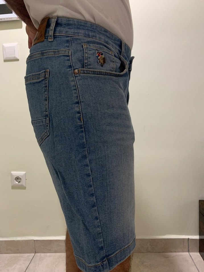 Düğmeli Mavi Erkek Denim Midi Şort - Görsel 5