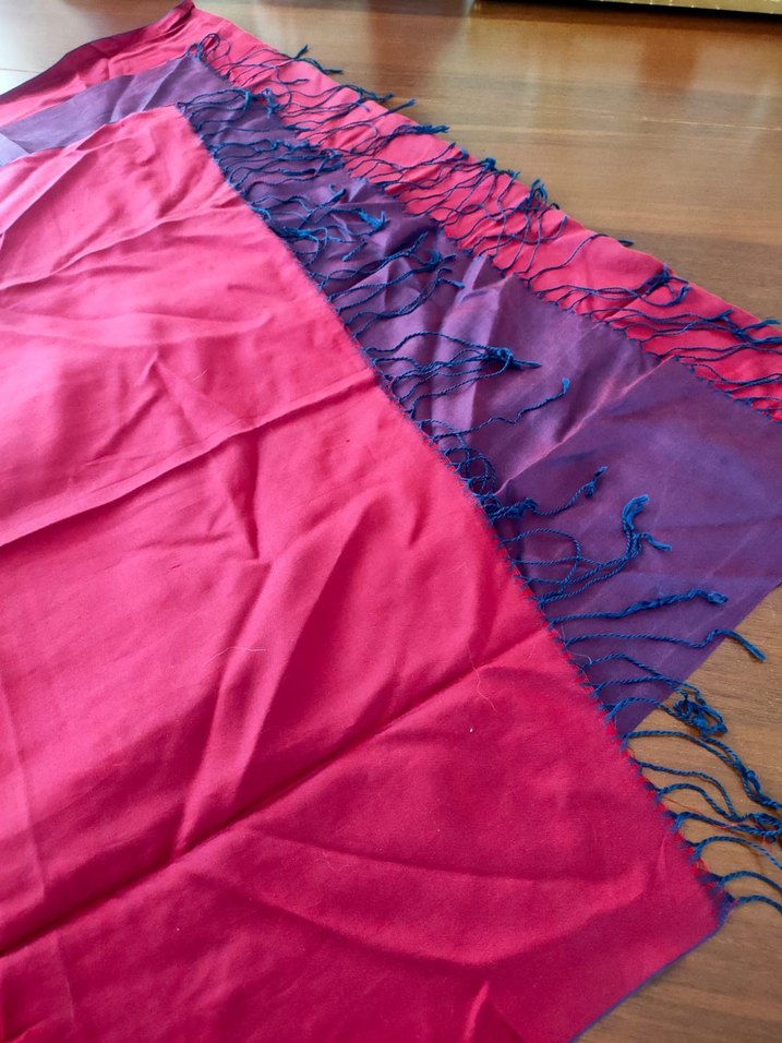 Kadın Çok Renkli Saten Bohem Şal - Görsel 2