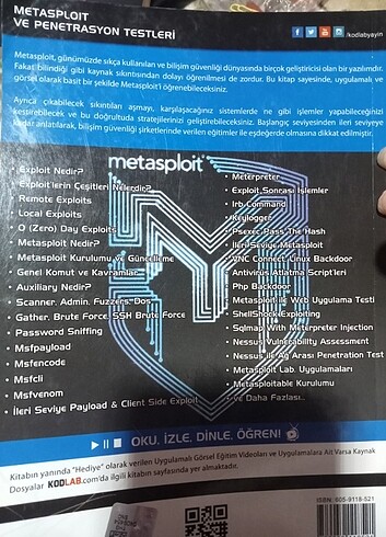 Metasploit ve peneterasyon testleri.