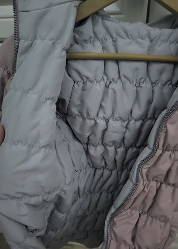 5 Yaş Beden mor Renk Kız Çocuk Kapüşonlu Mor Kürklü Mont
