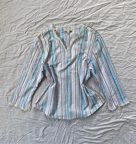 Vintage çizgili bluz