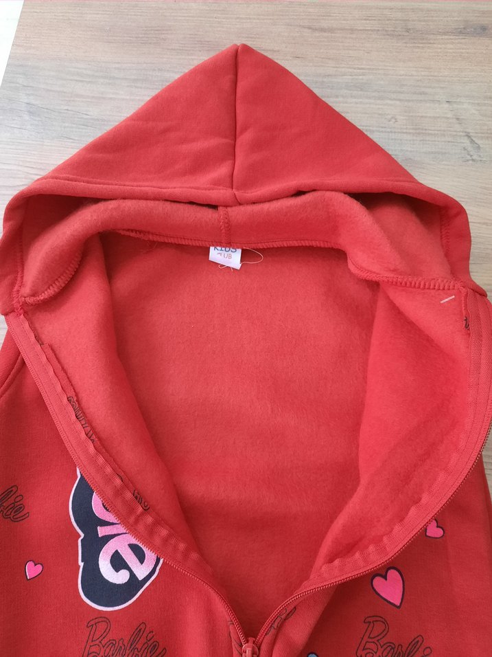 Kız Çocuk Kırmızı Kapüşonlu Barbie Yelek - Görsel 4