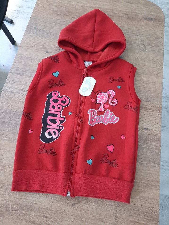 Kız Çocuk Kırmızı Kapüşonlu Barbie Yelek - Görsel 2