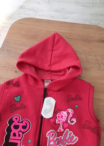 Kız Çocuk Barbie Kapüşonlu Fermuarlı Yelek - Görsel 2