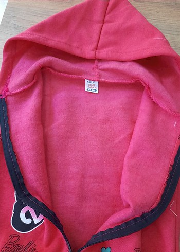 Barbie Kapüşonlu Kız Çocuk Renkli Baskılı Yelek - Görsel 4