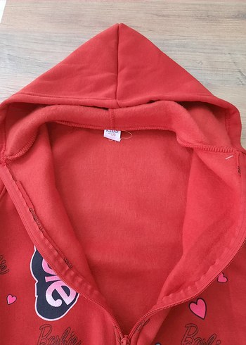 Kız Çocuk Kırmızı Kapüşonlu Fermuarlı Yelek - Görsel 4