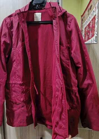 Bordo Midi Kadın yağmurluk, Fermuarlı, Salaş Kesim - Görsel 2