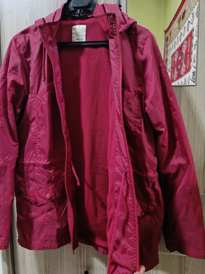 Bordo Midi Kadın yağmurluk, Fermuarlı, Salaş Kesim - Görsel 2