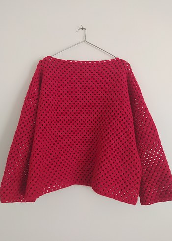 Kırmızı Oversize Kazak - Görsel 2