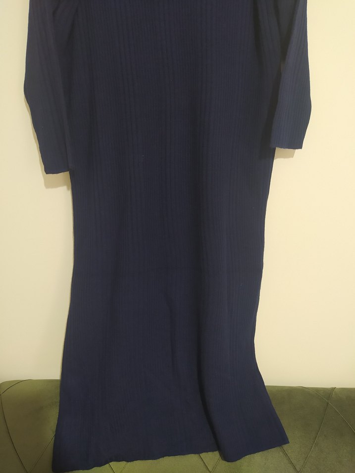 Lacivert Uzun Triko Elbise - Görsel 5