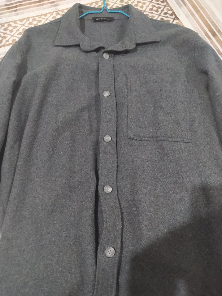 Gri Düğmeli Erkek Gömlek - Görsel 5