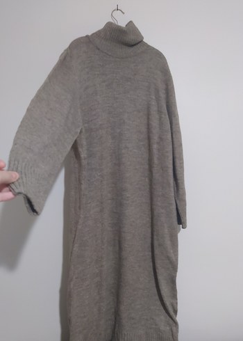 Toprak Rengi Triko Uzun Kadın Elbise - Görsel 2