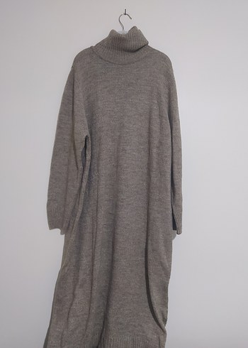 Toprak Rengi Triko Uzun Kadın Elbise - Görsel 3