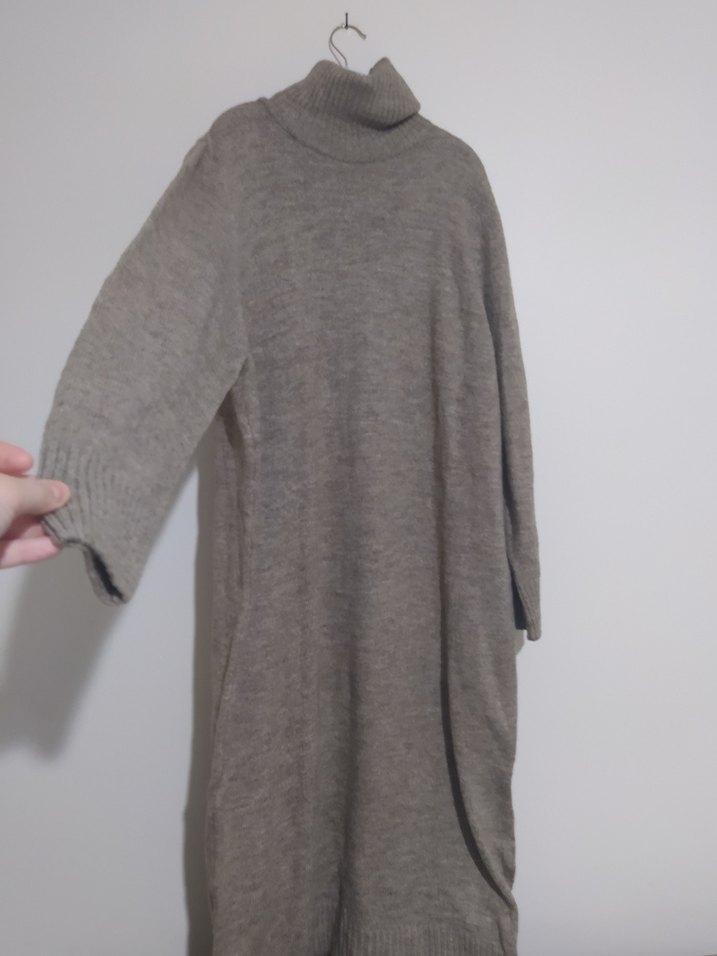 Toprak Rengi Triko Uzun Kadın Elbise - Görsel 2