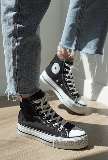 37 Beden siyah Renk Converse Platform Taban Sınırlı Stokla
