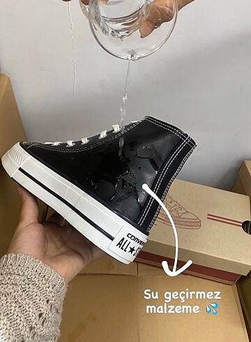 Deri Converse Platform Taban Su Geçirmez