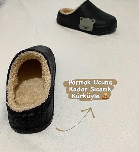 31 Beden siyah Renk Kurklu Ev ve Sokak Terliği