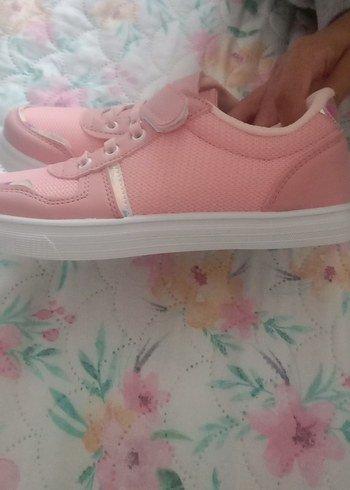 33 Beden pembe Renk Kız Çocuk Pembe Cırtcırtlı Sneakers