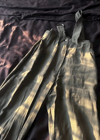 Pull and Bear Kadın haki Bağlamalı Salaş Kumaş Pantolon