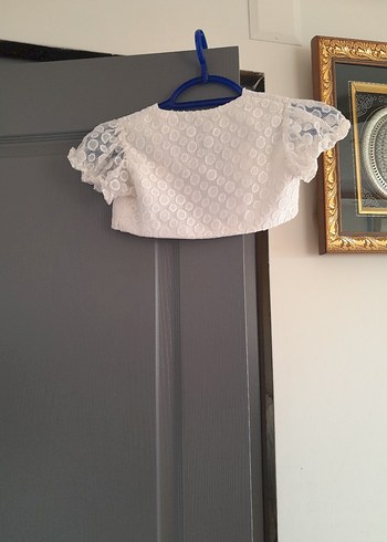 Kız Çocuk Beyaz Dantel Detaylı Bolero - Görsel 4