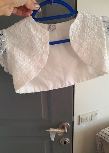 Kız Çocuk Beyaz Dantel Detaylı Bolero - Görsel 8