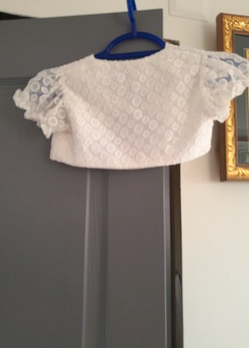 Kız Çocuk Beyaz Dantel Detaylı Bolero - Görsel 6