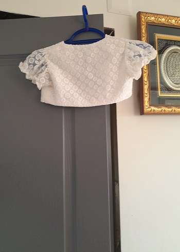 Kız Çocuk Beyaz Dantel Detaylı Bolero - Görsel 5