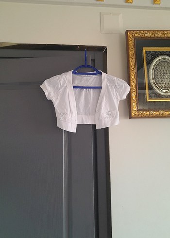 Kız Çocuk Beyaz Kısa Kollu Bolero - Görsel 2