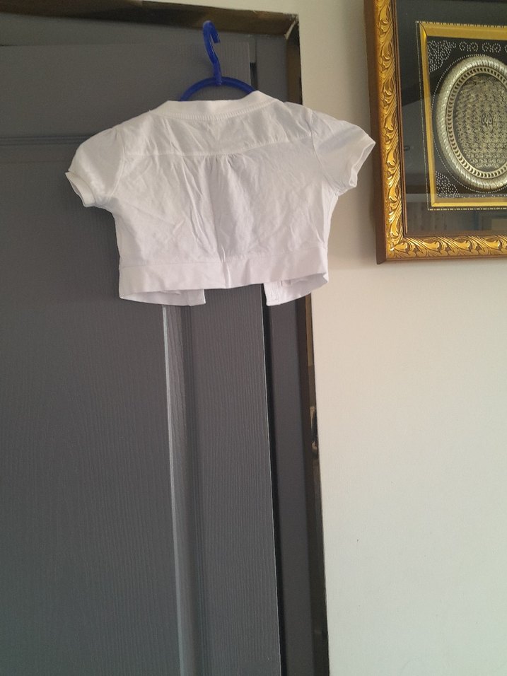 Kız Çocuk Beyaz Kısa Kollu Bolero - Görsel 5