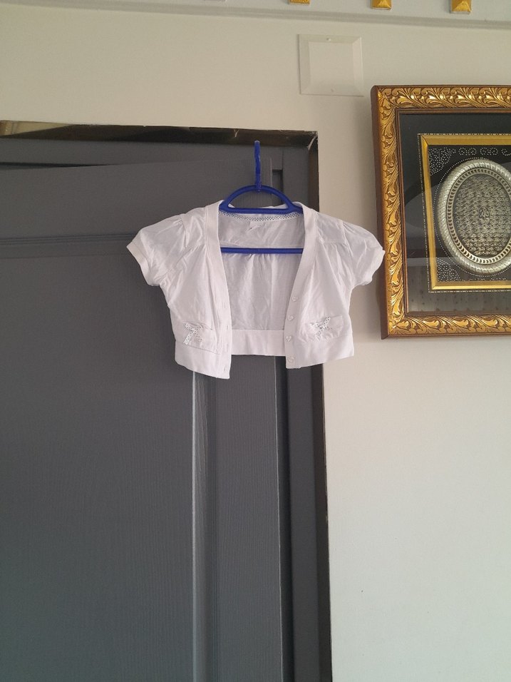 Kız Çocuk Beyaz Kısa Kollu Bolero - Görsel 2