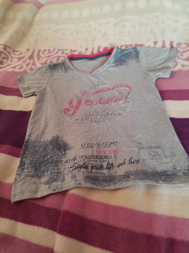 Gri Baskılı V Yaka Hamile Tişörtü - Görsel 2