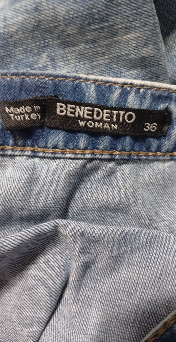 Mavi Batik Desenli Denim Kısa Salopet - Görsel 3