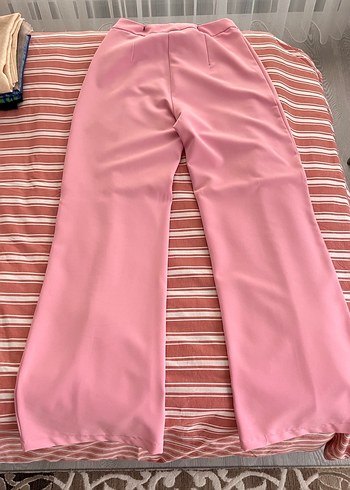m Beden Pembe Kolsuz Kadın Blazer takım