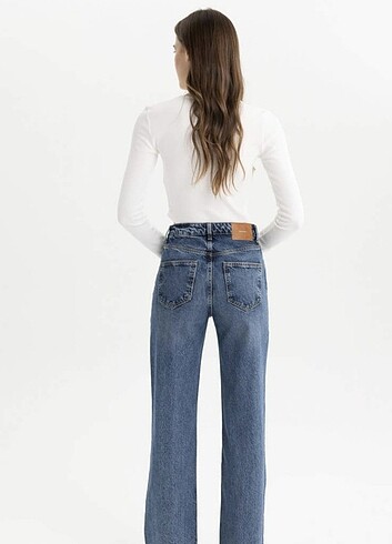 42 Beden mavi Renk 90's Wide Leg Fit Yüksek Bel Geniş Paça Pantolon