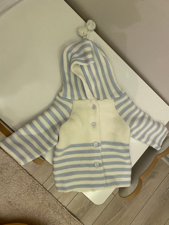 Kapüşonlu Çizgili Erkek Çocuk Hırka - Görsel 2