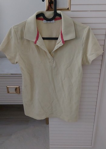 Kadın sari Kısa Kollu Polo Tişört